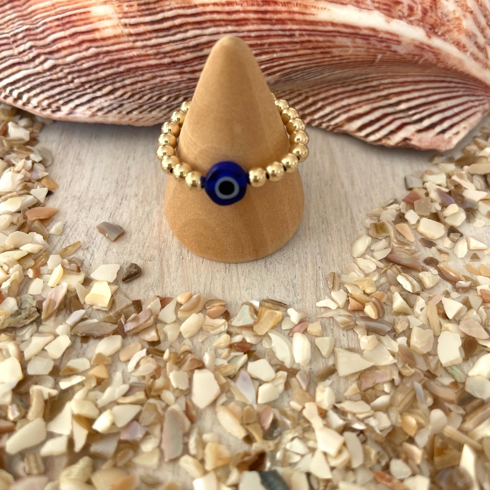 Handmade Blue Evil Eye Gold Fill Ring